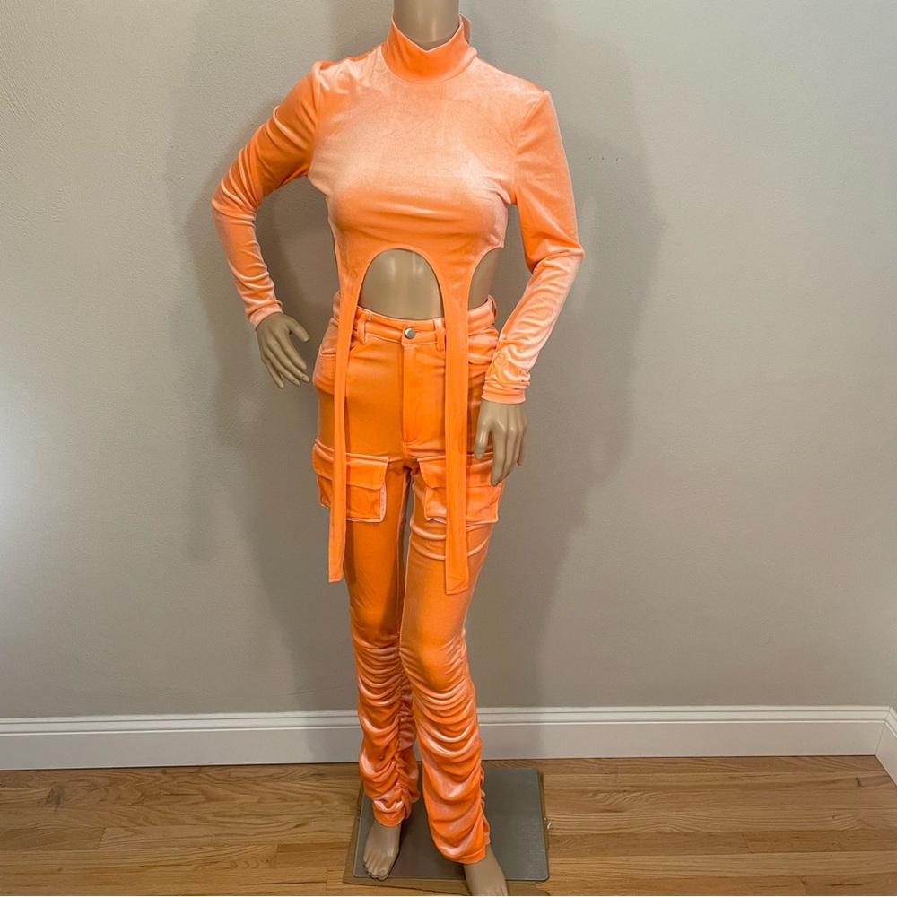 GSUWOO X So Real Orange Velour 2pc Set